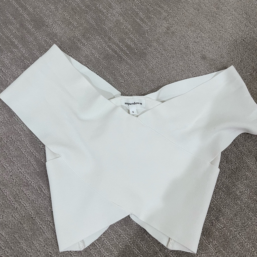 off the shoulder white cropped top
